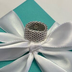 Tiffany & Co. Mesh Somerset Band Ring Size 5, Sterling Silver
